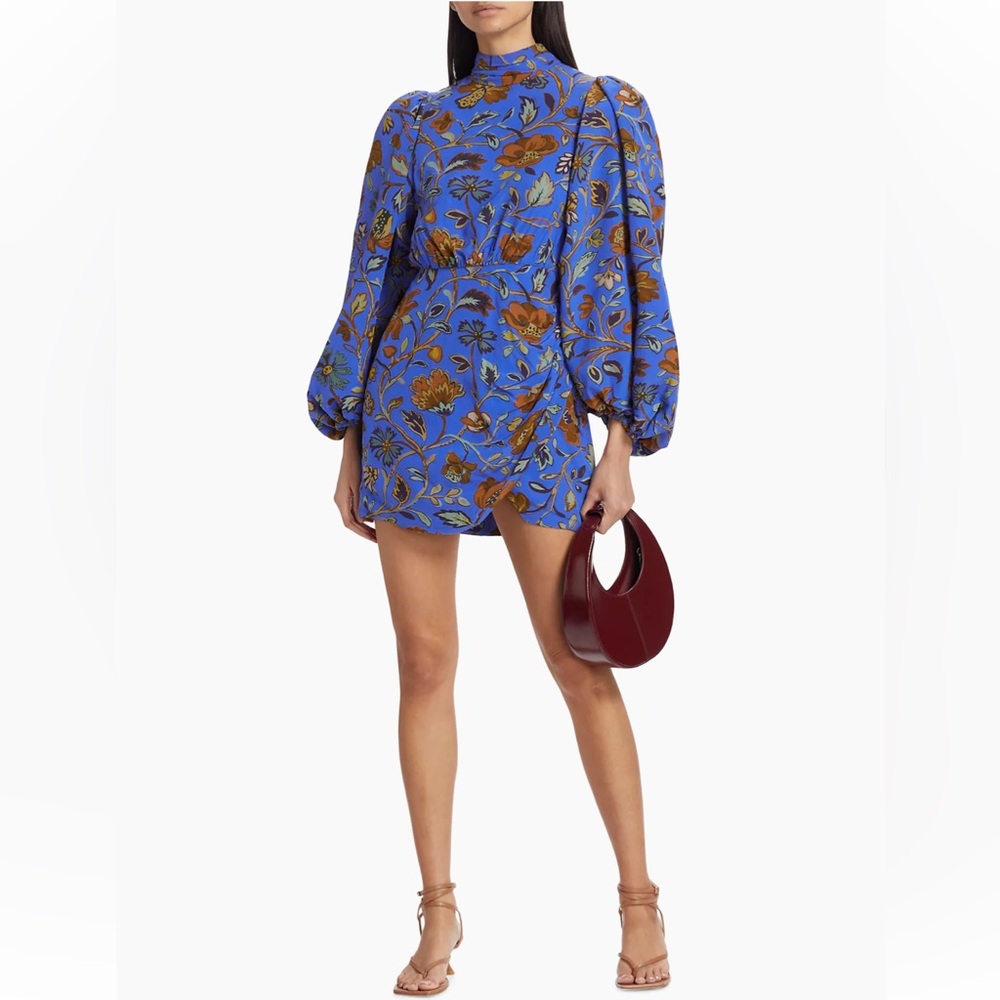 Rhode Luke Floral Puff-Sleeve Minidress